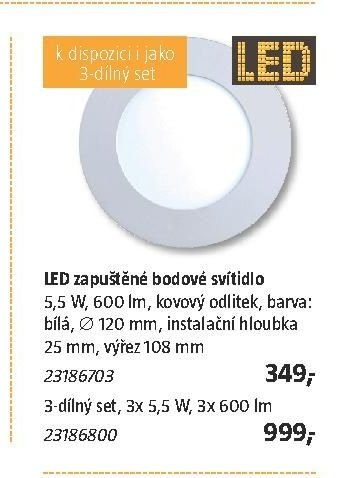 LED zapuštěné bodové svítidlo 5,5 W, 600 lm - BAUHAUS akcniletaky.com