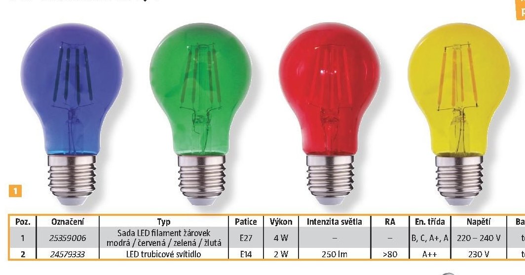 Sada LED filament žárovek modrá / červená / zelená / žlutá - BAUHAUS akcniletaky.com