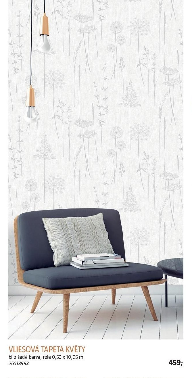 Vliesová tapeta květy, bílo-šedá barva, role 0,53 x 10,05 m - BAUHAUS akcniletaky.com