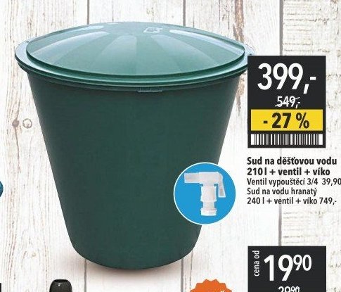 Sud na dešťovou vodu 210 l + ventil + víko
