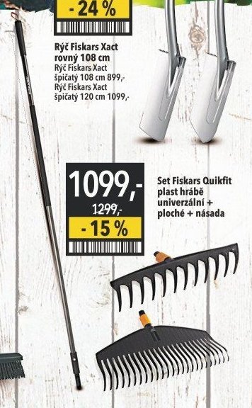 Set Fiskars Quikfit plast hrábě univerzální + ploché + násada