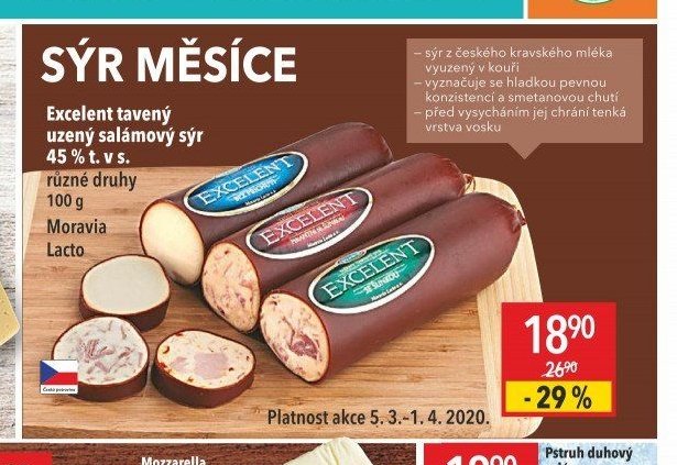 Excelent tavený uzený salámový sýr