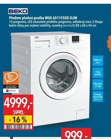 Předem plněná pračka Beko WUE 6511CSX0 SLIM