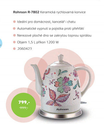 Keramická rychlovarná konvice R-7802 Rohnson