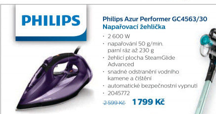Napařovací žehlička Philips GC4563/30 Azur