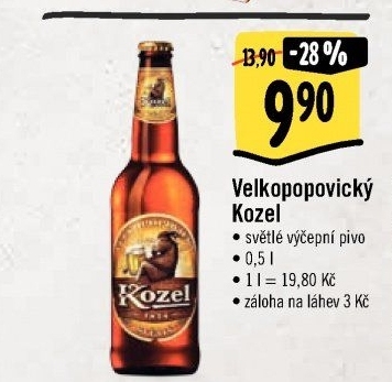 Pivo světlé výčepní 10°Velkopopovický Kozel