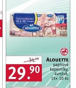 ALOUETTE papírové kapesníky, 4vrstvé, 15x 10 ks