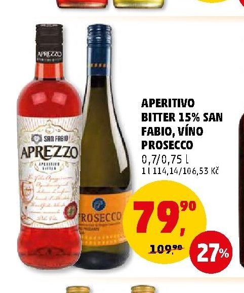 Aperitivo Bitter 15% San Fabio, víno Prosecco