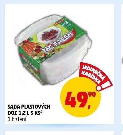 Sada plastových dóz 1,2 l 3 ks