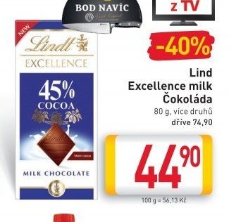 Lindt Excellence milk Čokoláda