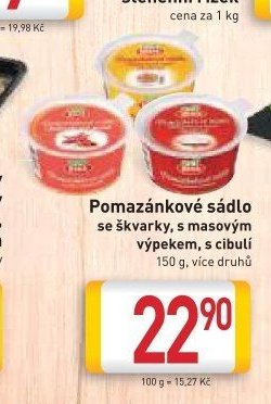 Pomazánkové sádlo se škvarky, s masovým výpekem, s cibulí