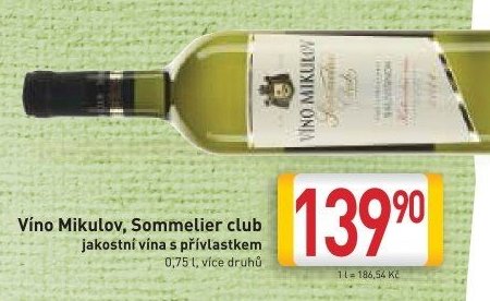 Víno Mikulov, Sommelier club jakostní vína s přívlastkem