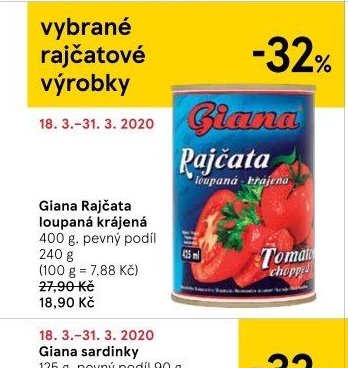 Giana Rajčata loupaná krájená