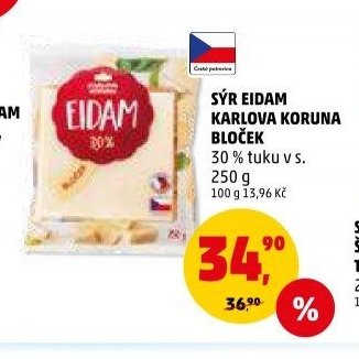 SÝR EIDAM KARLOVA KORUNA BLOČEK 30 % tuku v s. 250 g