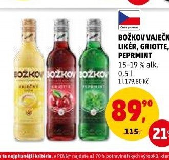 Božkov vaječný likér/griotte/pepermint