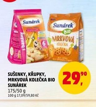 Sušenky, křupky, mrkvová kolečka BIO Sunárek