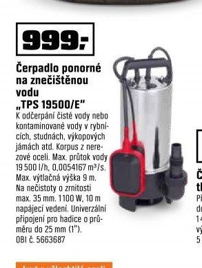 Čerpadlo ponorné na znečištěnou vodu TPS 19500/E