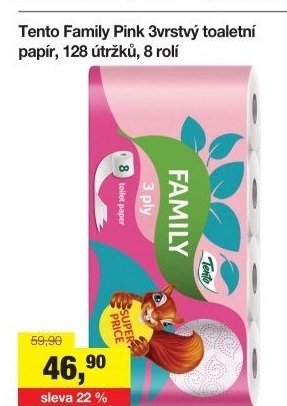 Toaletní papír 3vrstvý Family Tento