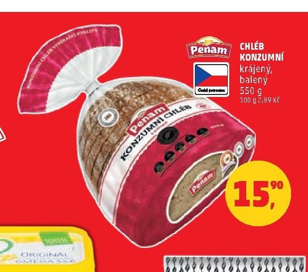 Chléb konzumní krájený, balený 550 g