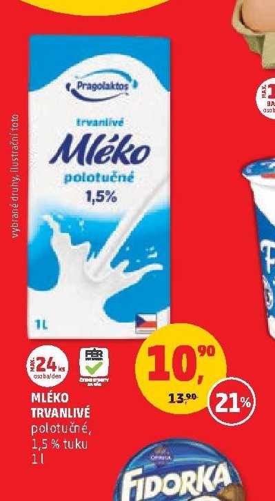 Mléko trvanlivé polotučné 1,5 %, 1 l