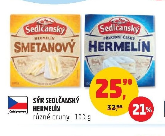 SÝR SEDLČANSKÝ HERMELÍN různé druhy | 100 g