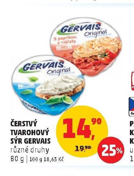 ČERSTVÝ TVAROHOVÝ SÝR GERVAIS různé druhy 80 g