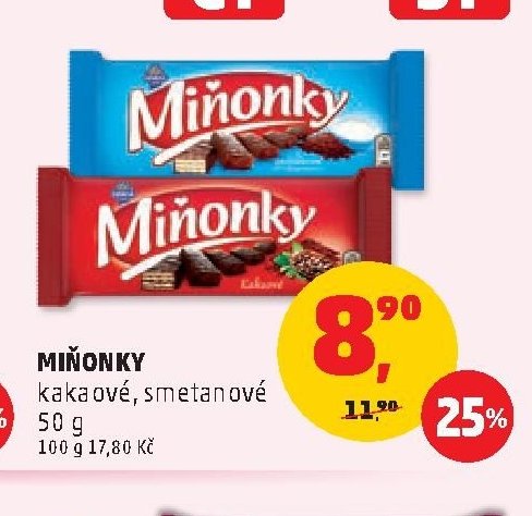 Miňonky kakaové, smetanové 50 g
