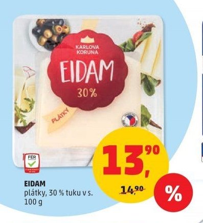 Eidam plátky 30 % tuku