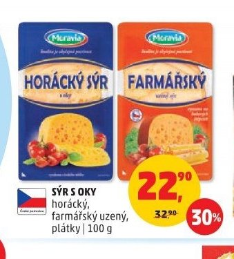 Sýr s oky horácký, farmářský uzený, plátky 100 g