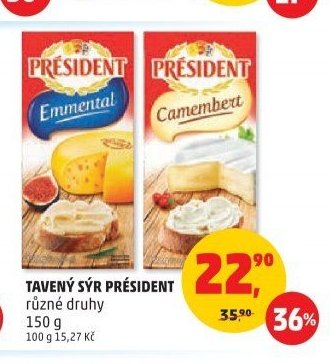 Tavený sýr Président různé druhy 150 g