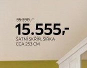 Šatní skříň, šířka cca 253 cm