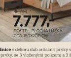 Postel, plocha lůžka cca 180x200 cm