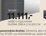 Skříň s posuvnými dveřmi, šířka cca 200 cm