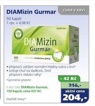 Doplněk stravy pro diabetiky DiaMizin Gurmar