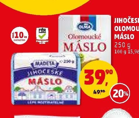 Jihočeské, Olomoucké máslo 250 g