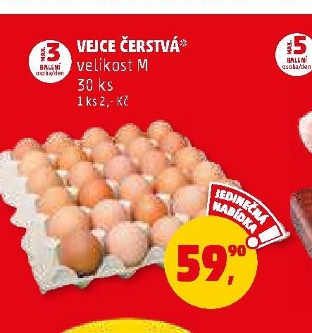 Vejce čerstvá velikost M 30 ks