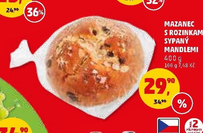 Mazanec s rozinkami sypaný mandlemi 400 g