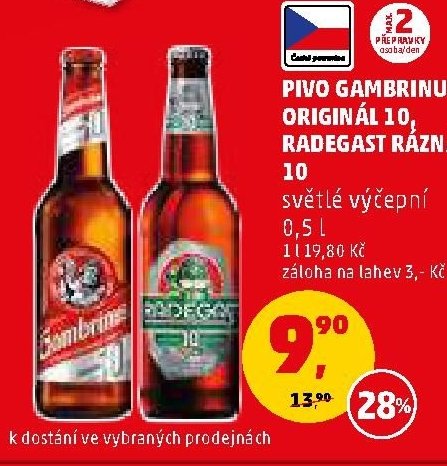 Pivo Gambrinus originál 10