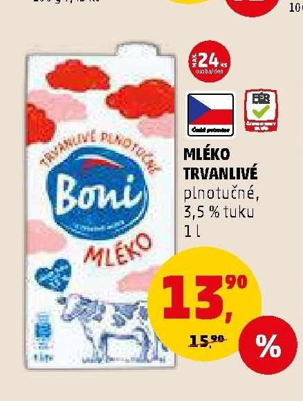 MLÉKO TRVANLIVÉ 1 l