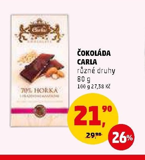 ČOKOLÁDA CARLA různé druhy 80 g