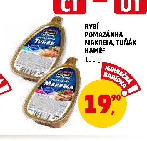 RYBÍ POMAZÁNKA MAKRELA, TUŇÁK HAMÉ