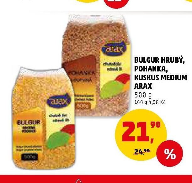 BULGUR HRUBÝ, POHANKA, KUSKUS MEDIUM ARAX