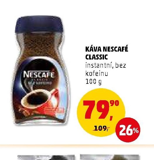KÁVA NESCAFÉ CLASSIC instantní, bez kofeinu 100 g