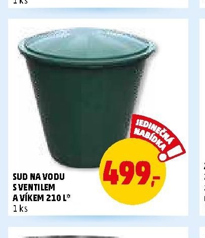 SUD NA VODU S VENTILEM A VÍKEM 210 L