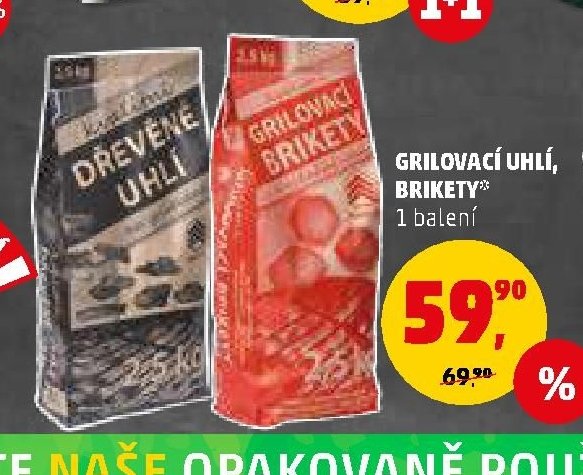 Grilovací uhlí, brikety