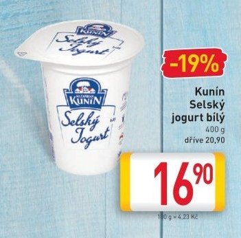 Kunín Selský jogurt bílý 400 g