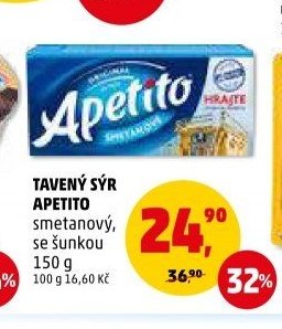 Tavený sýr Apetito smetanový, se šunkou 150 g