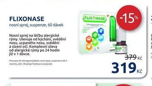 FLIXONASE nosní sprej, suspenze, 60 dávek
