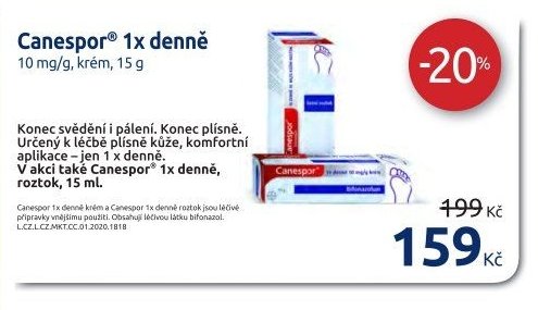 Canespor 1x denně, 10 mg/g, krém, 15 g