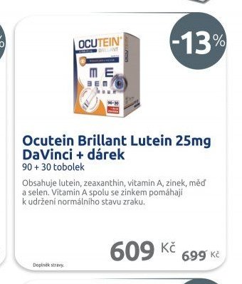 Ocutein Brillant Lutein 25mg DaVinci + dárek